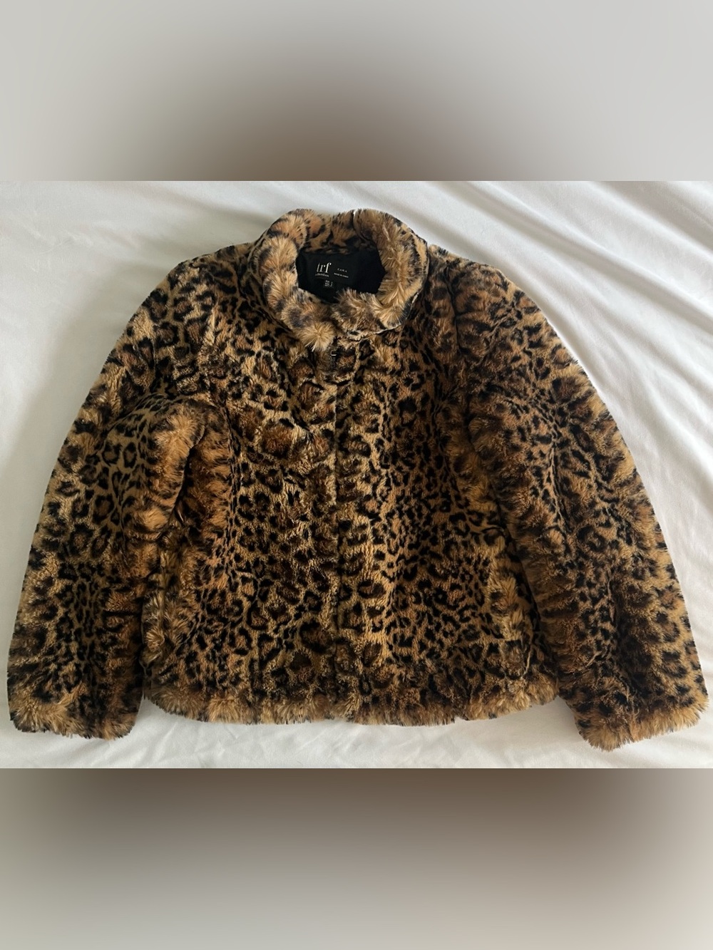 Zara Leopard Print Teddy Jacket - Brown/Black